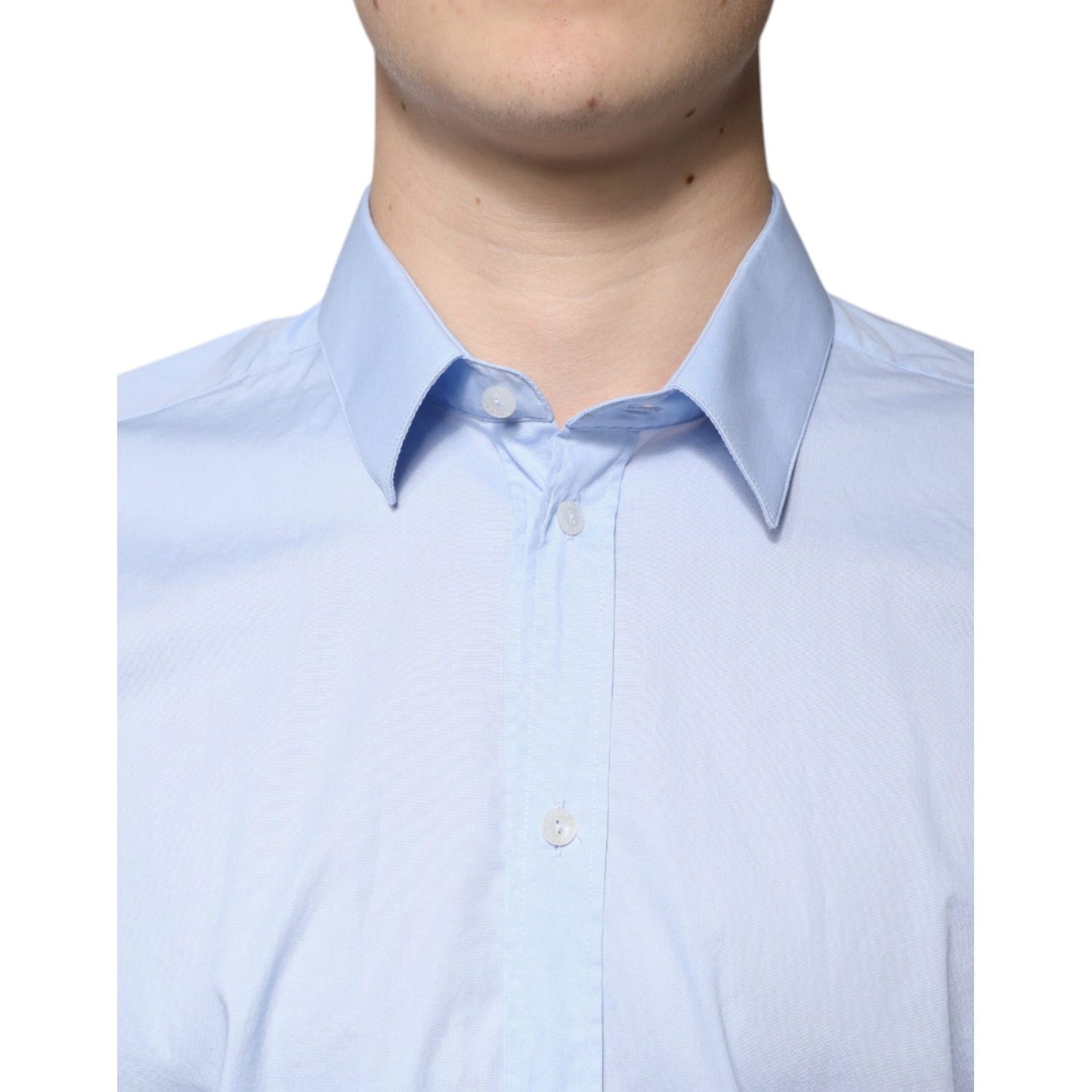 Dolce & Gabbana Light Blue Cotton Slim Fit MARTINI Dress Shirt