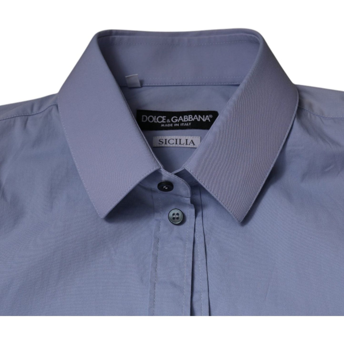 Dolce & Gabbana Light Blue Cotton Slim Fit SICILIA Dress Shirt