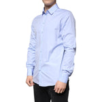 Dolce & Gabbana Light Blue Cotton Slim Fit GOLD Men Dress Shirt