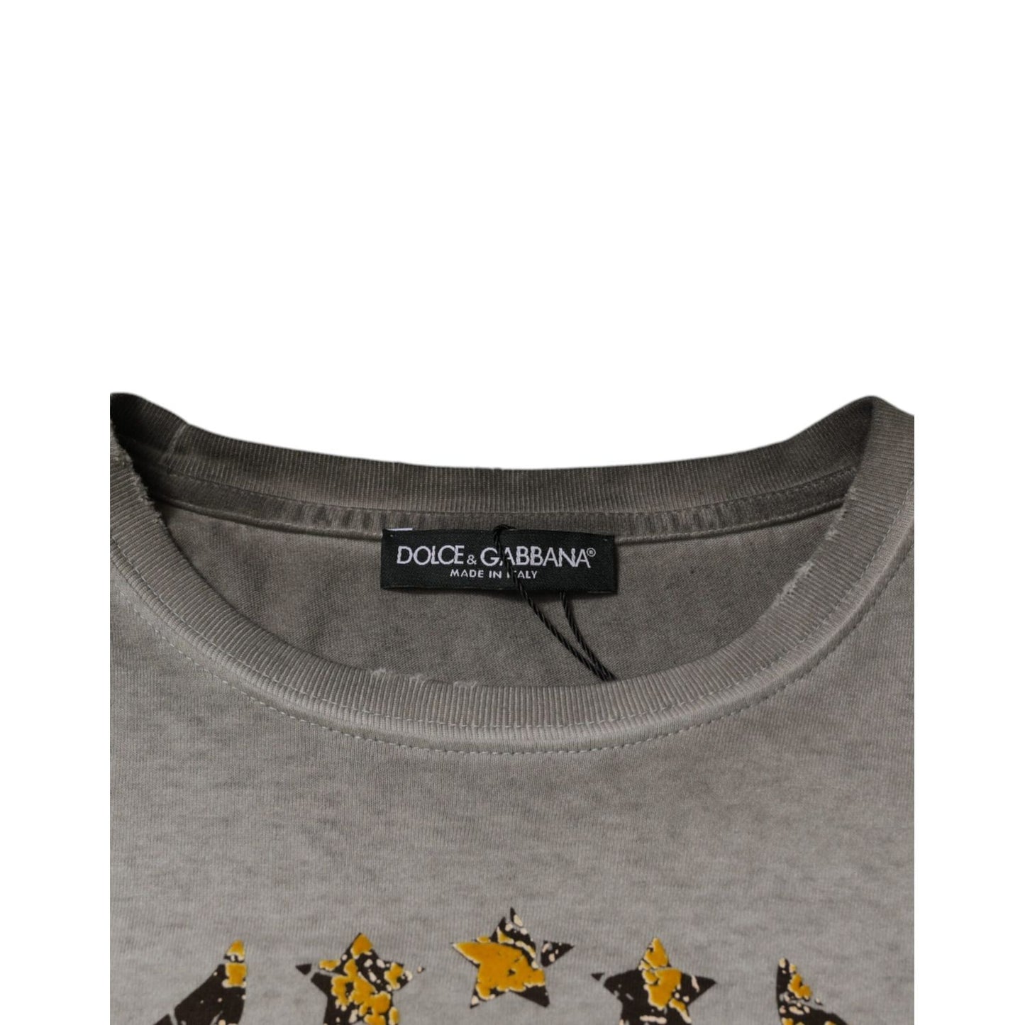 Dolce & Gabbana Gray Printed Cotton Crewneck Pullover Sweater TSH87326-48