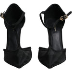 Dolce & Gabbana Black Mesh T-strap Stiletto High Heels Shoes