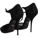 Dolce & Gabbana Black Mesh T-strap Stiletto High Heels Shoes