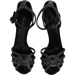Dolce & Gabbana Black Strass Ankle Strap Heels Sandals Shoes