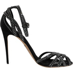Dolce & Gabbana Black Strass Ankle Strap Heels Sandals Shoes