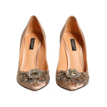 Dolce & Gabbana Beige Satin Crystal High Heels Pumps Shoes