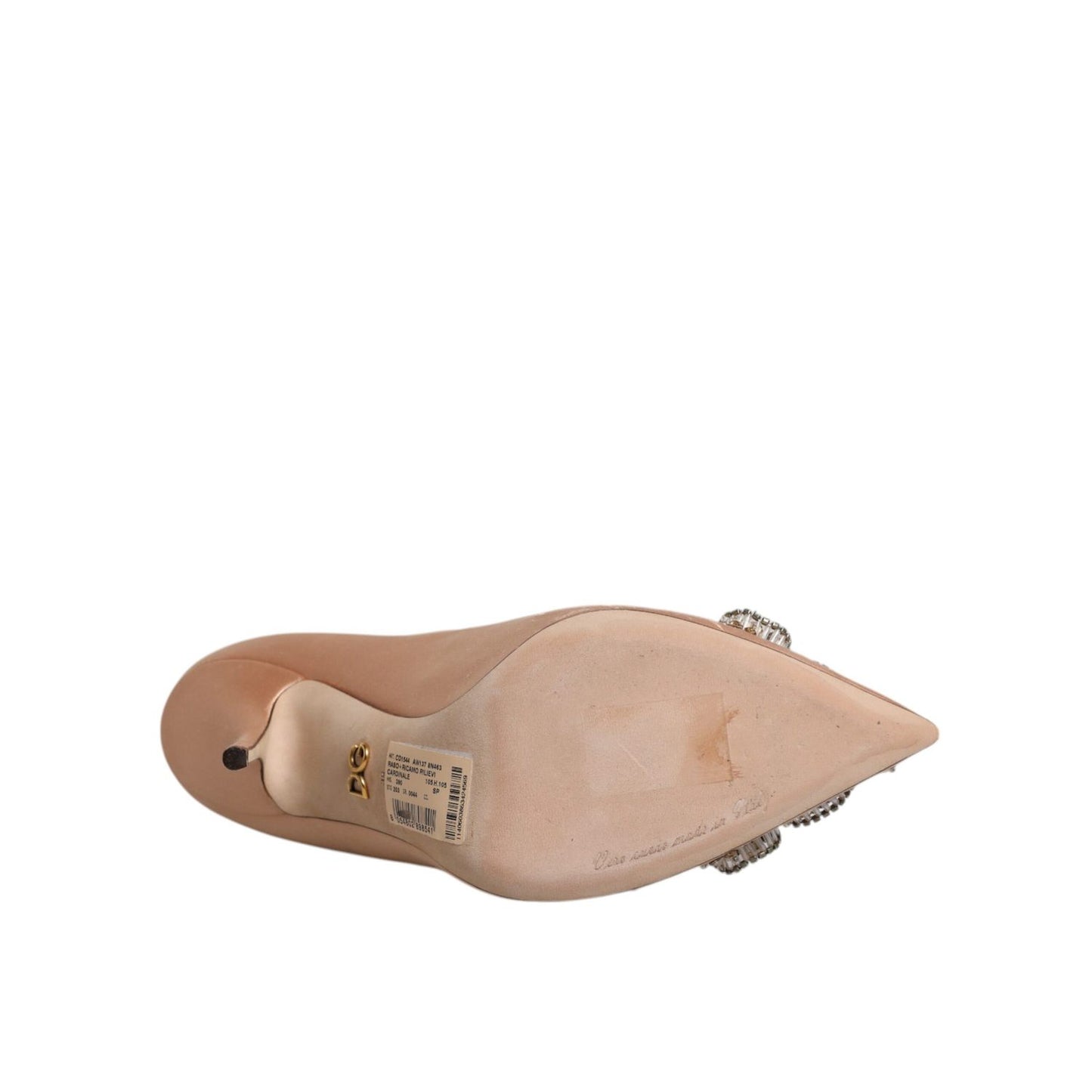 Dolce & Gabbana Beige Satin Crystal High Heels Pumps Shoes