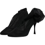 Dolce & Gabbana Black Silk Mesh Sock Style Boots Shoes