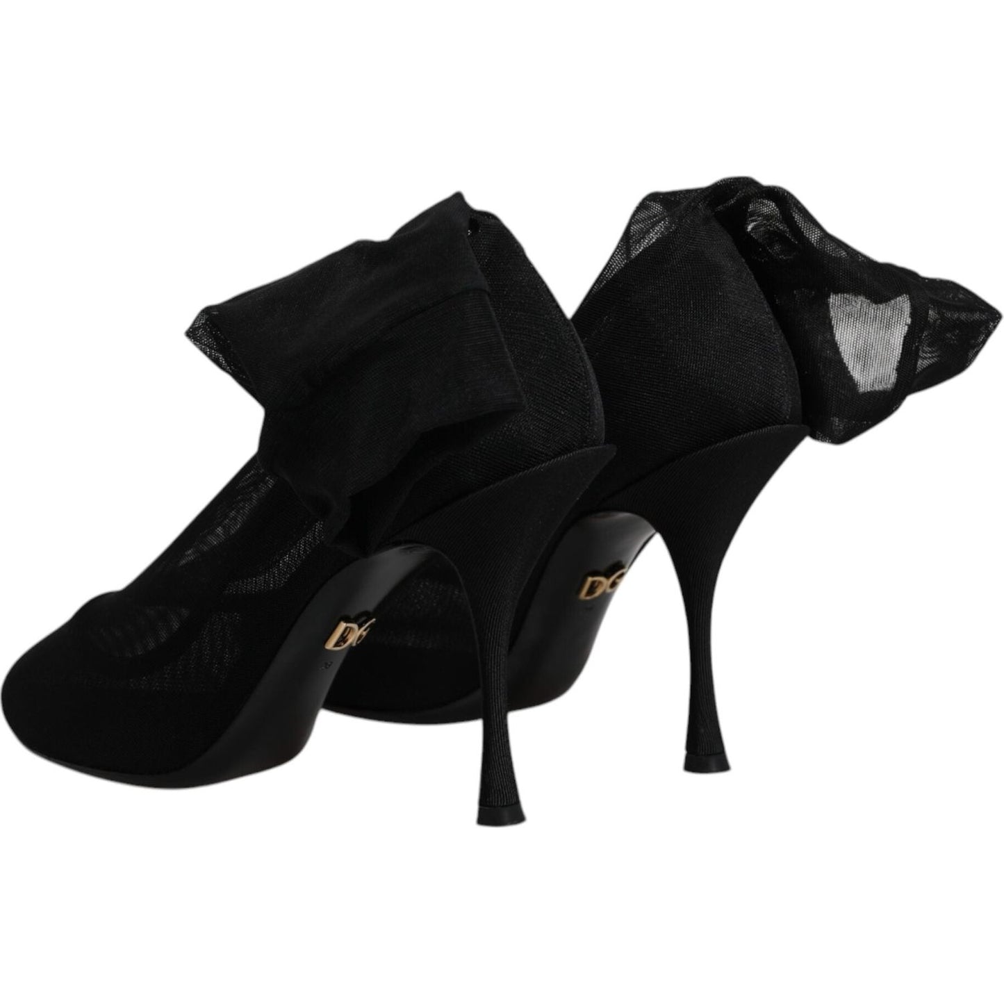 Dolce & Gabbana Black Silk Mesh Sock Style Boots Shoes