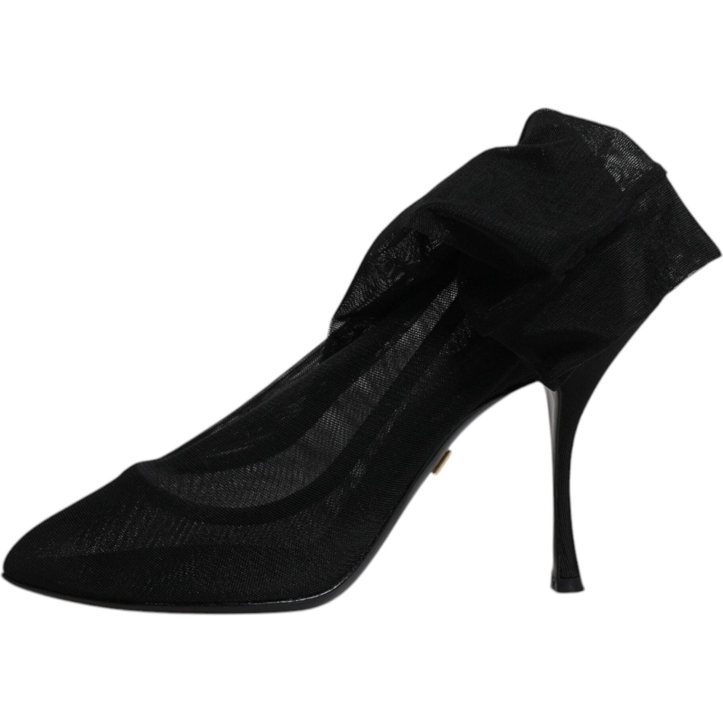 Dolce & Gabbana Black Silk Mesh Sock Style Boots Shoes