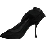Dolce & Gabbana Black Silk Mesh Sock Style Boots Shoes