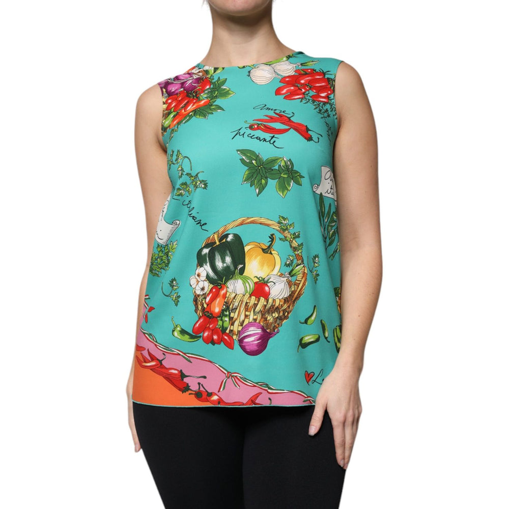 Dolce & Gabbana Multicolor Vegetables Sleeveless Tank Top TSH86837-38