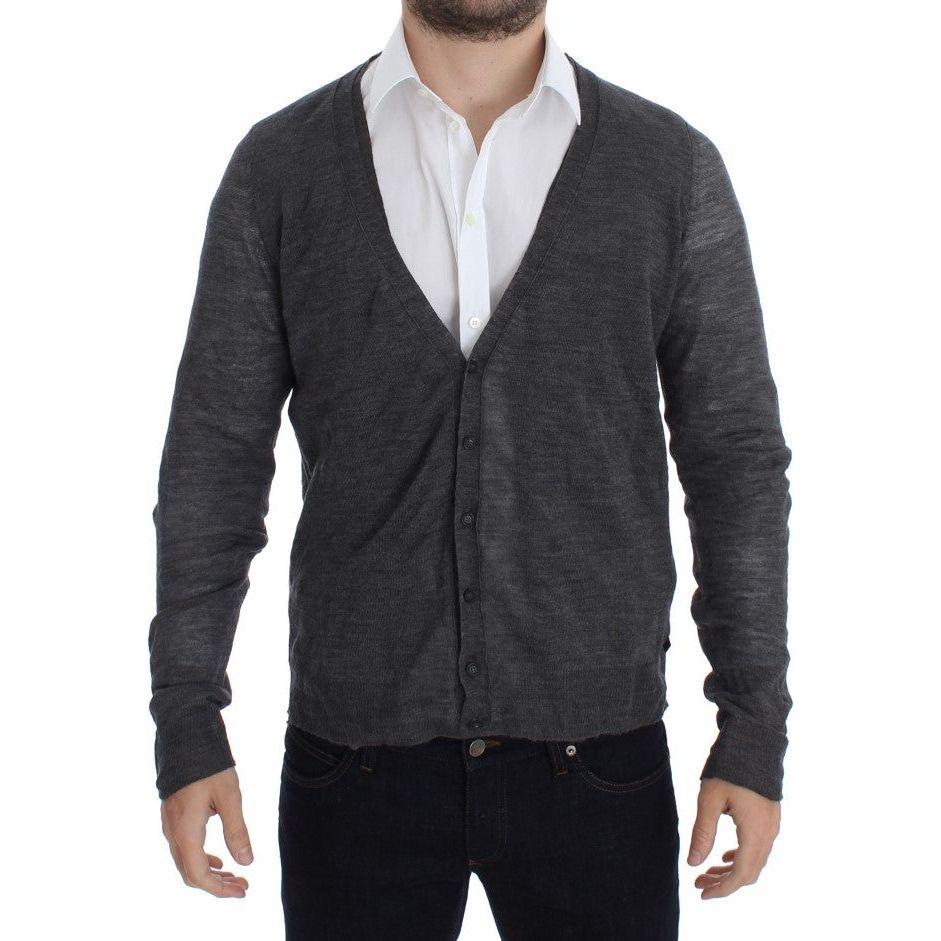 Costume National Gray Wool Button Cardigan Sweater
