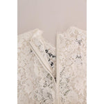 Dolce & Gabbana White Crystal Embellished Lace Blouse DR1358-1