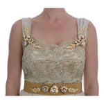 Dolce & Gabbana Gold Silk Crystal Embellished Dress DR1364-1