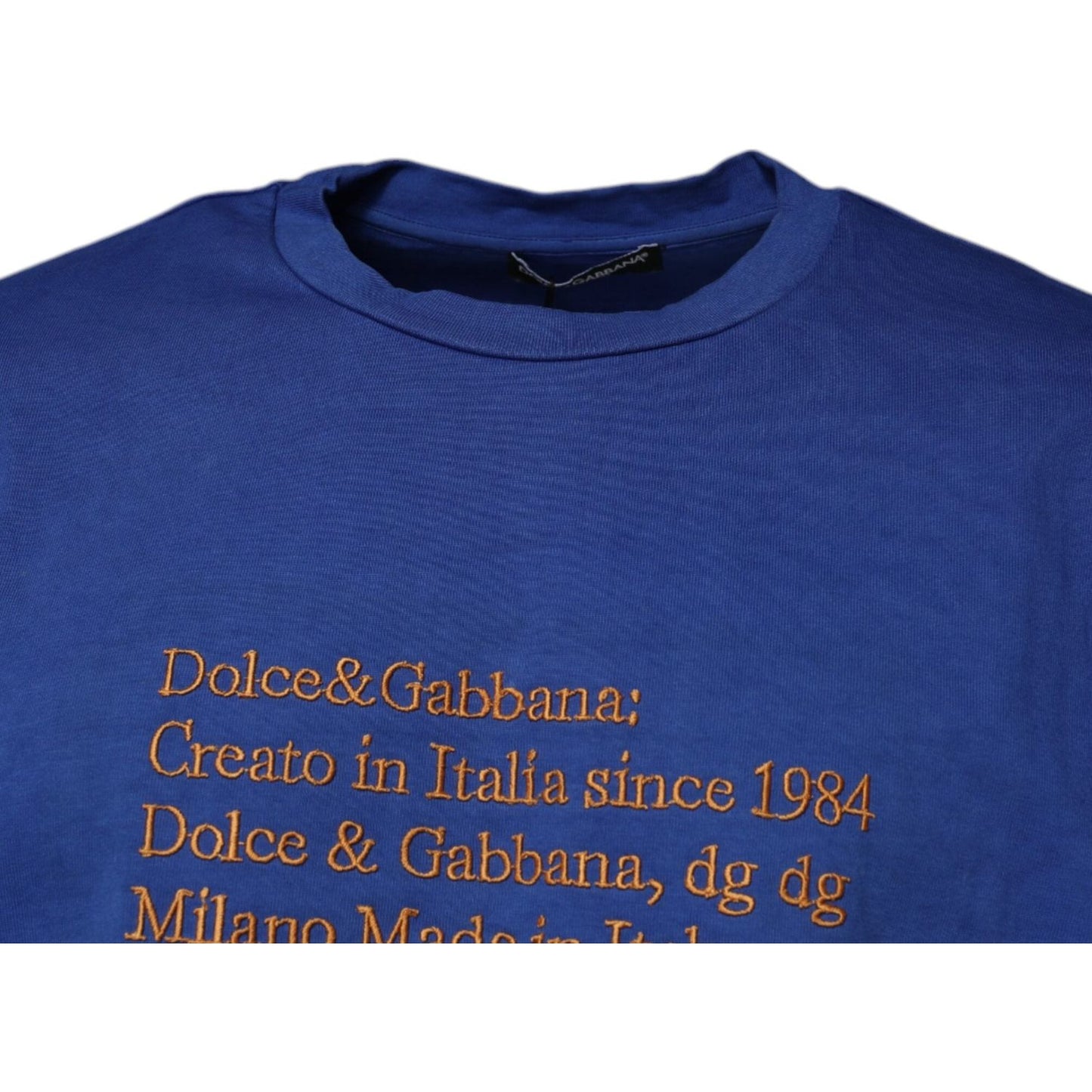 Dolce & Gabbana Blue Graphic Print Cotton Crew Neck T-shirt