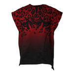 Dolce & Gabbana Red Leopard Print Cotton Sleeveless T-shirt TSH87574-46