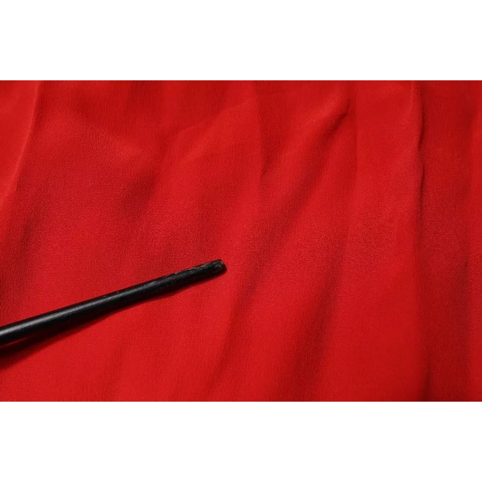 Dondup Red Acetate Short Sleeves Plunging Neckline Maxi Dress