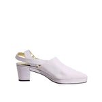 Dolce & Gabbana Off White Block Heel Slingback Sandals Shoes