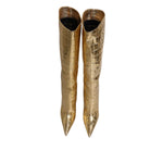 Dolce & Gabbana Gold Leather Stiletto Heels High Boots Shoes LA12252-37