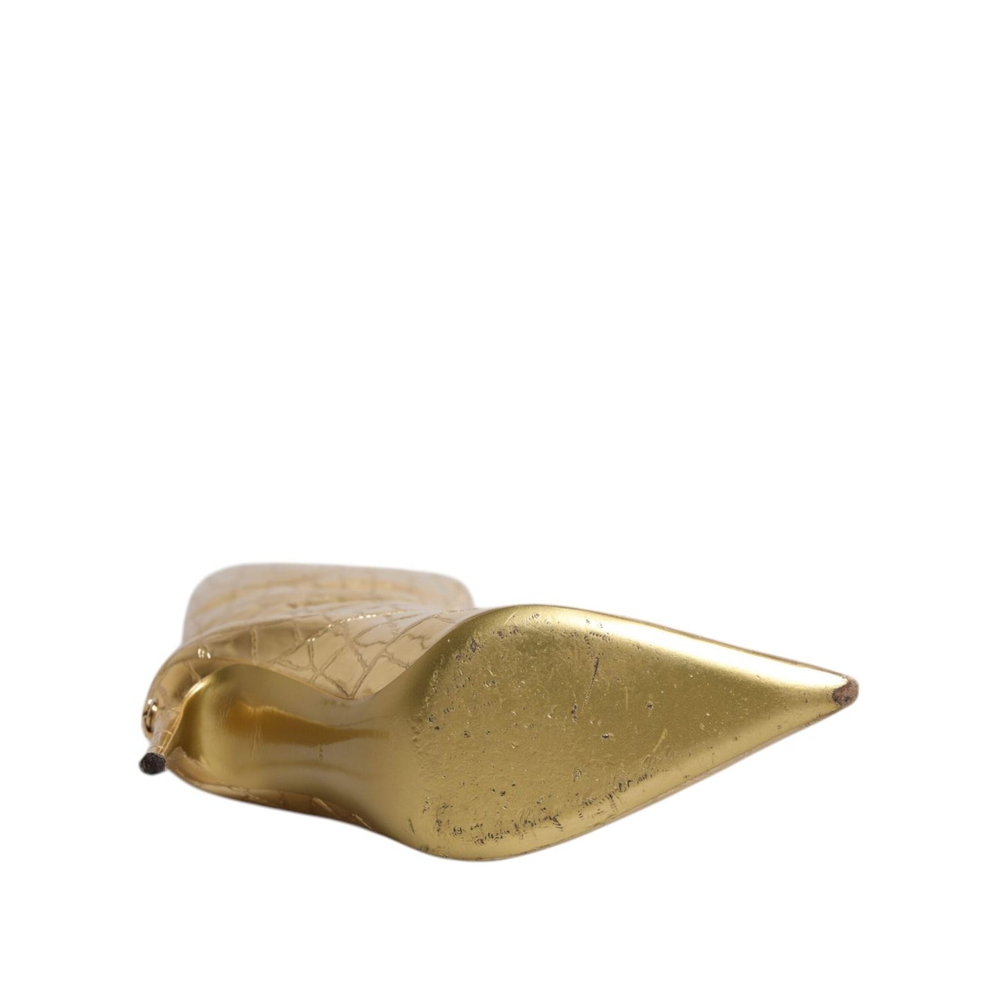 Dolce & Gabbana Gold Leather Stiletto Heels High Boots Shoes LA12252-37