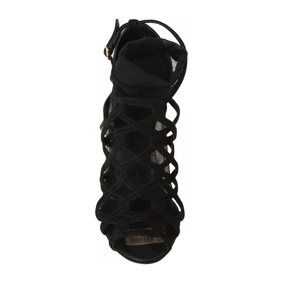 Dolce & Gabbana Black Suede Stilettos Booties Socks Shoes