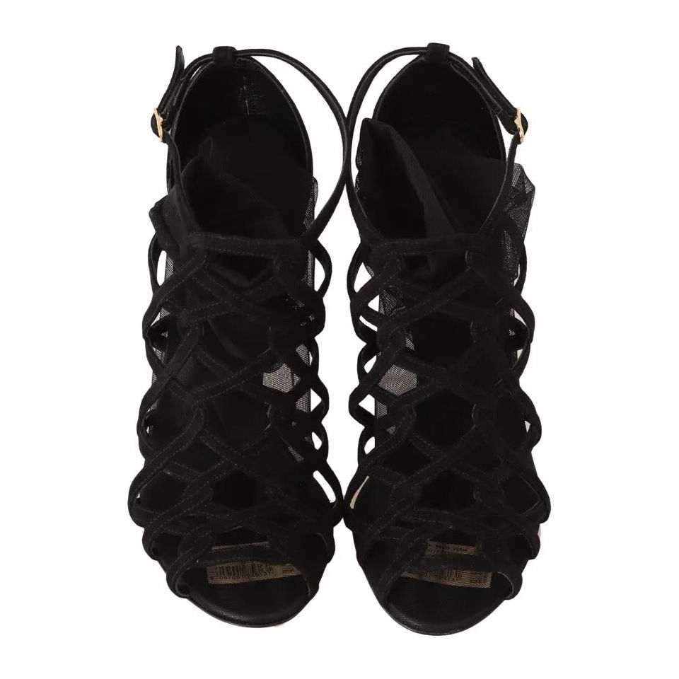 Dolce & Gabbana Black Suede Stilettos Booties Socks Shoes