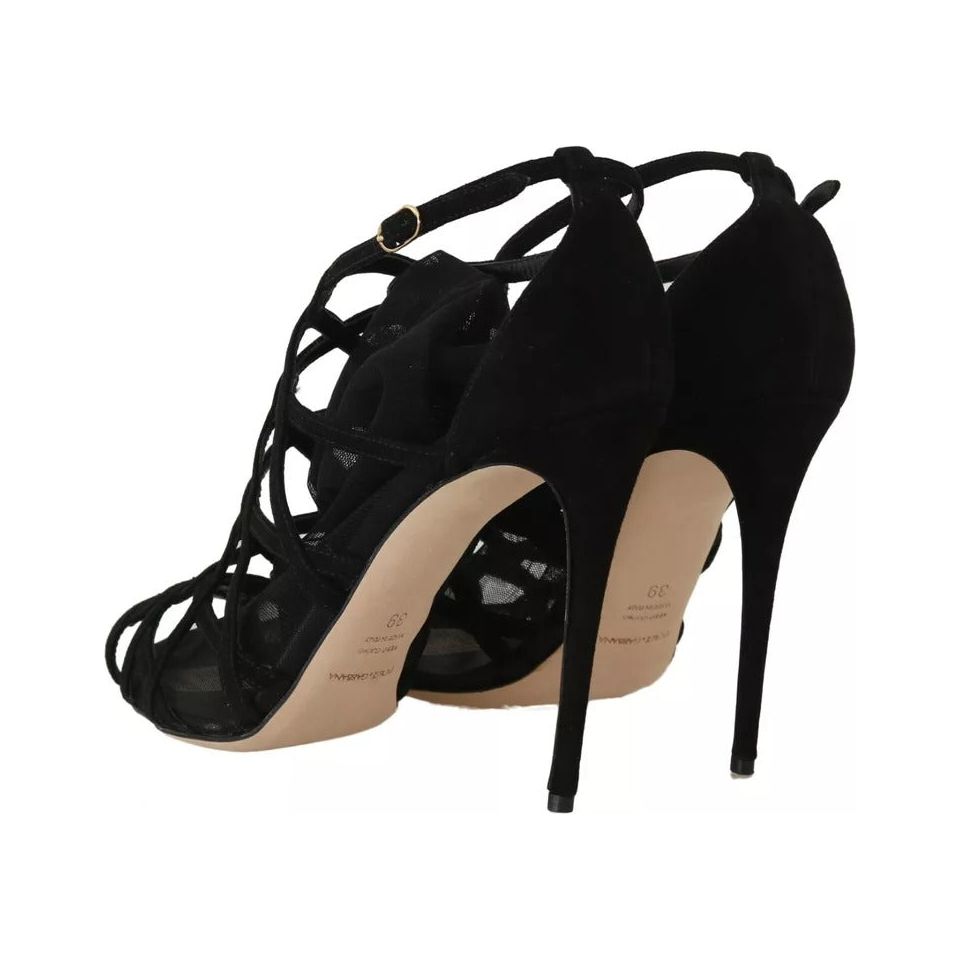 Dolce & Gabbana Black Suede Stilettos Booties Socks Shoes