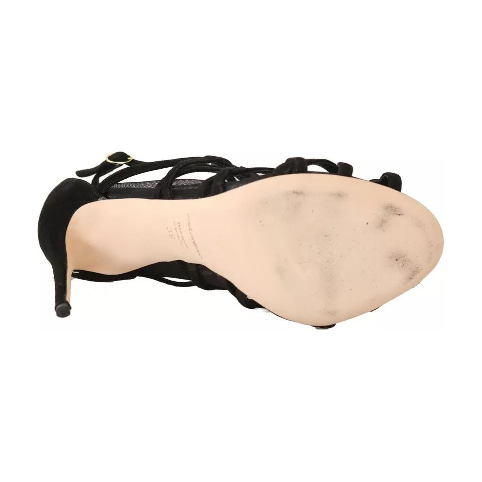 Dolce & Gabbana Black Suede Stilettos Booties Socks Shoes