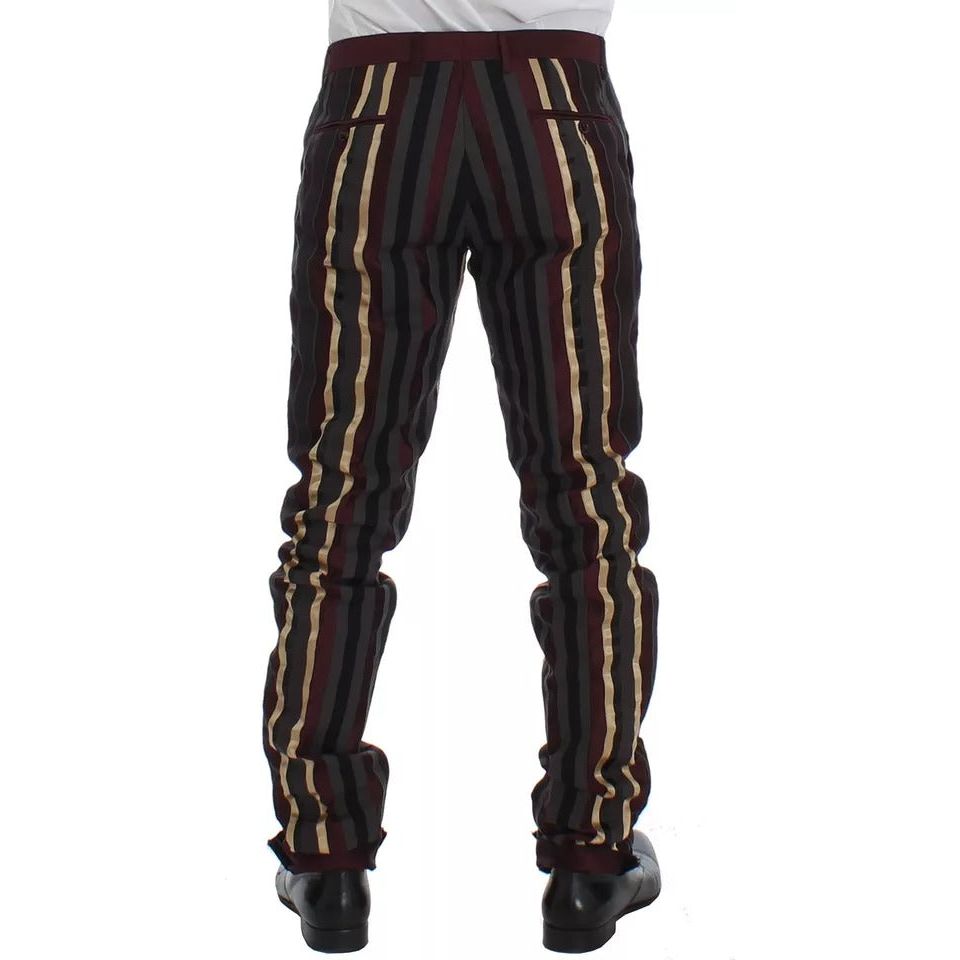 Dolce & Gabbana Multicolor Striped Runway 3 Piece Slim Fit Vest Suit