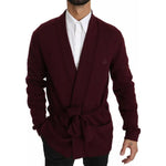Dolce & Gabbana Bordeaux Cashmere Crown Cardigan Sweater