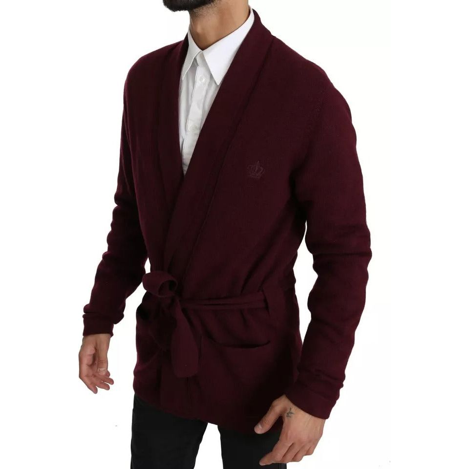Dolce & Gabbana Bordeaux Cashmere Crown Cardigan Sweater