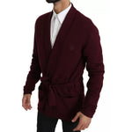 Dolce & Gabbana Bordeaux Cashmere Crown Cardigan Sweater