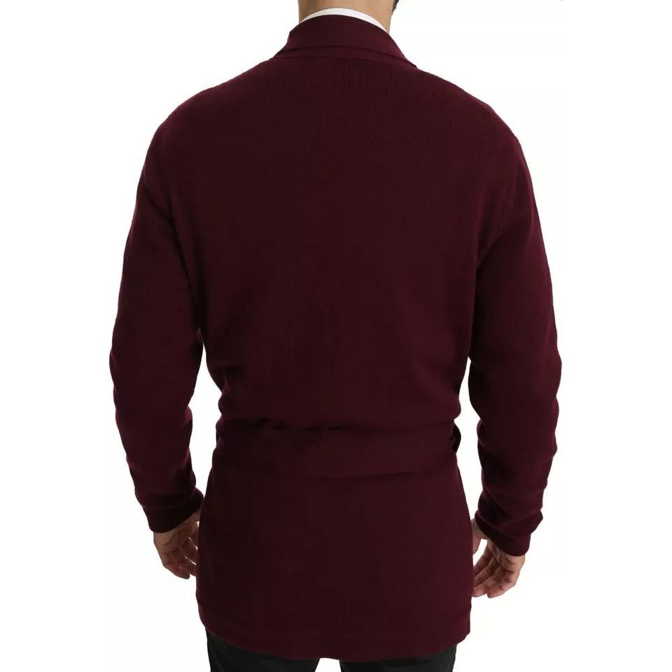Dolce & Gabbana Bordeaux Cashmere Crown Cardigan Sweater