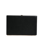 Dolce & Gabbana Black Leather Gold Frame Clutch Evening Party Purse Bag