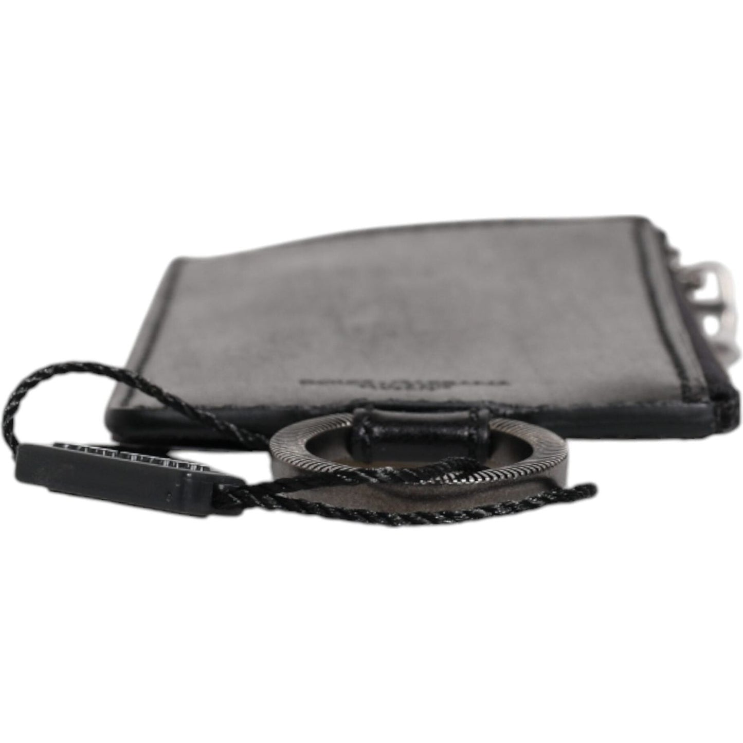 Dolce & Gabbana Black Horse Leather Lanyard Logo Card Holder Wallet