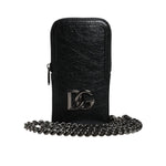 Dolce & Gabbana Black Leather Purse Crossbody Chain Sling Phone Bag