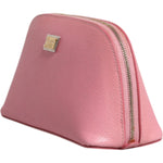 Dolce & Gabbana Pink Leather DG Logo Zip Around Hand Purse Pouch Wallet