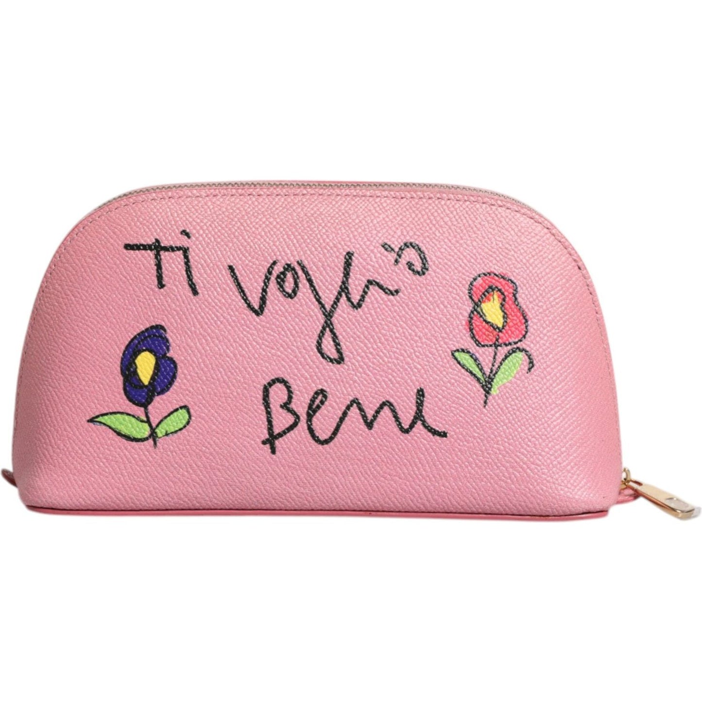 Dolce & Gabbana Pink Leather DG Logo Zip Around Hand Purse Pouch Wallet