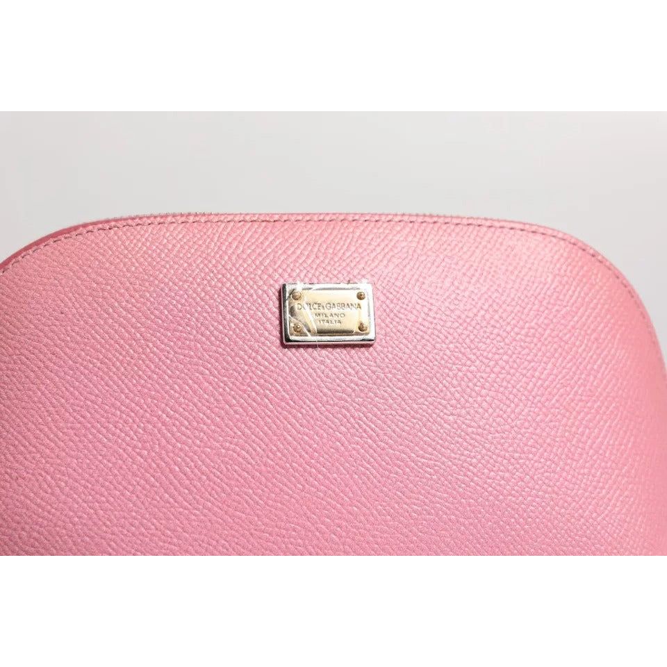 Dolce & Gabbana Pink Leather DG Logo Zip Around Hand Purse Pouch Wallet