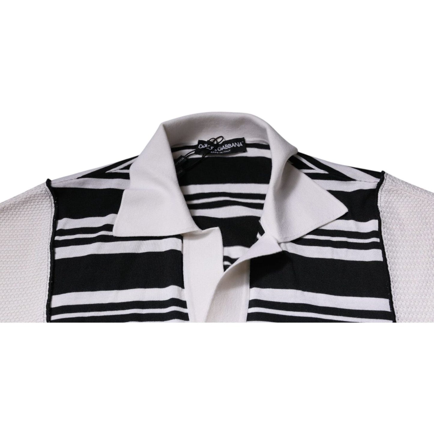 Dolce & Gabbana Black White Stripes Collared Polo T-shirt