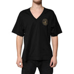Dolce & Gabbana Black Cotton Logo Vneck Short Sleeve T-shirt