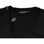 Dolce & Gabbana Black Cotton Logo Vneck Short Sleeve T-shirt
