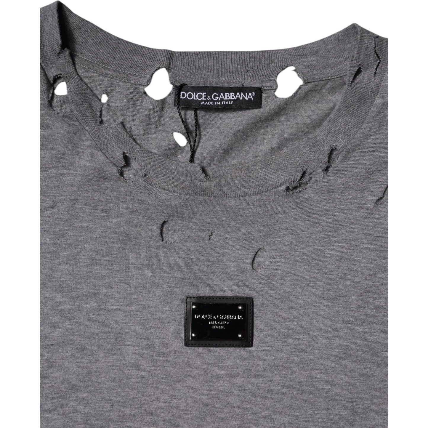 Dolce & Gabbana Gray Logo Crew Neck Short Sleeves T-shirt