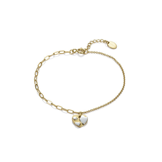 Gold bracelet with heart charm, quartz movement, and silver 925°, VICEROY JEWELS Mod. 61063P100-36 for ladies with official packaging.