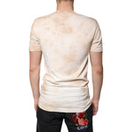 Dolce & Gabbana Beige Graphic Print Cotton V-neck T-shirt TSH87663-48
