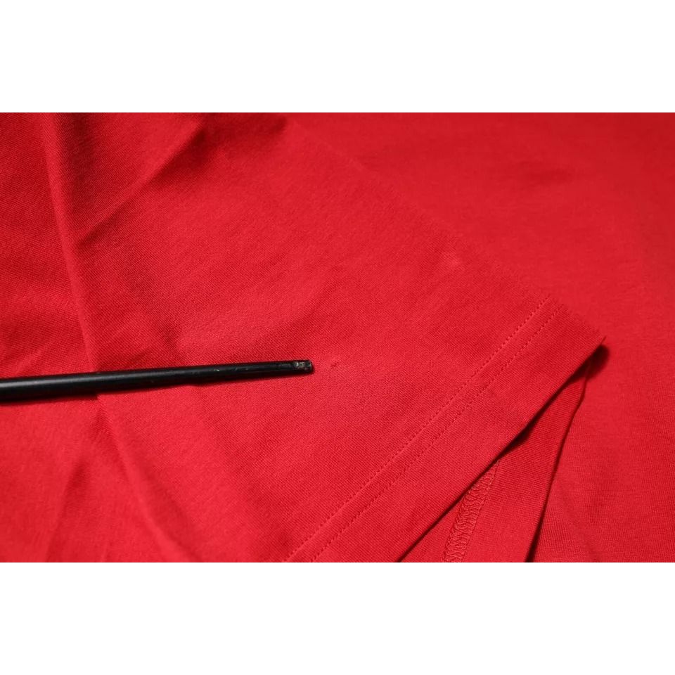 Dolce & Gabbana Red Logo Print Cotton Crew Neck T-shirt