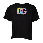 Dolce & Gabbana Black Logo Print Cotton Crew Neck T-shirt