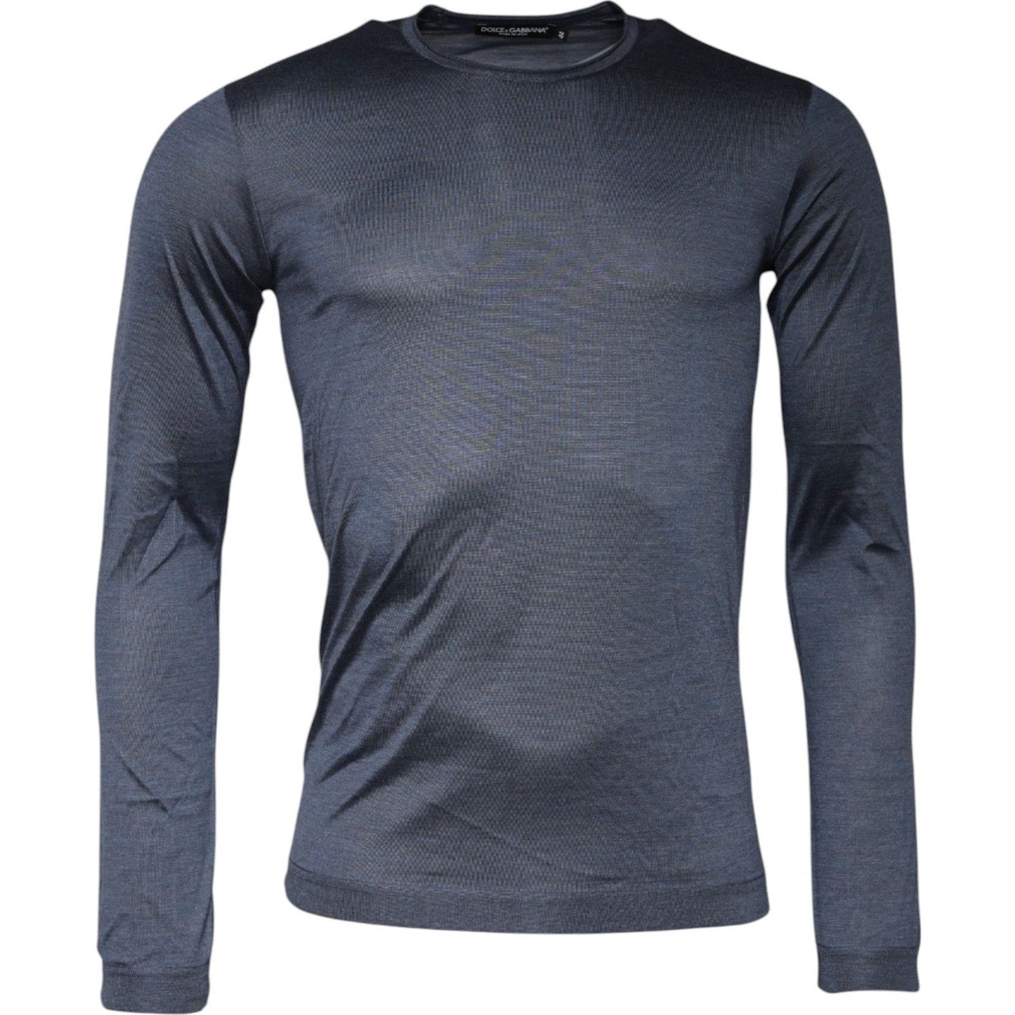 Dolce & Gabbana Dark Gray Silk Crew Neck Pullover Sweater