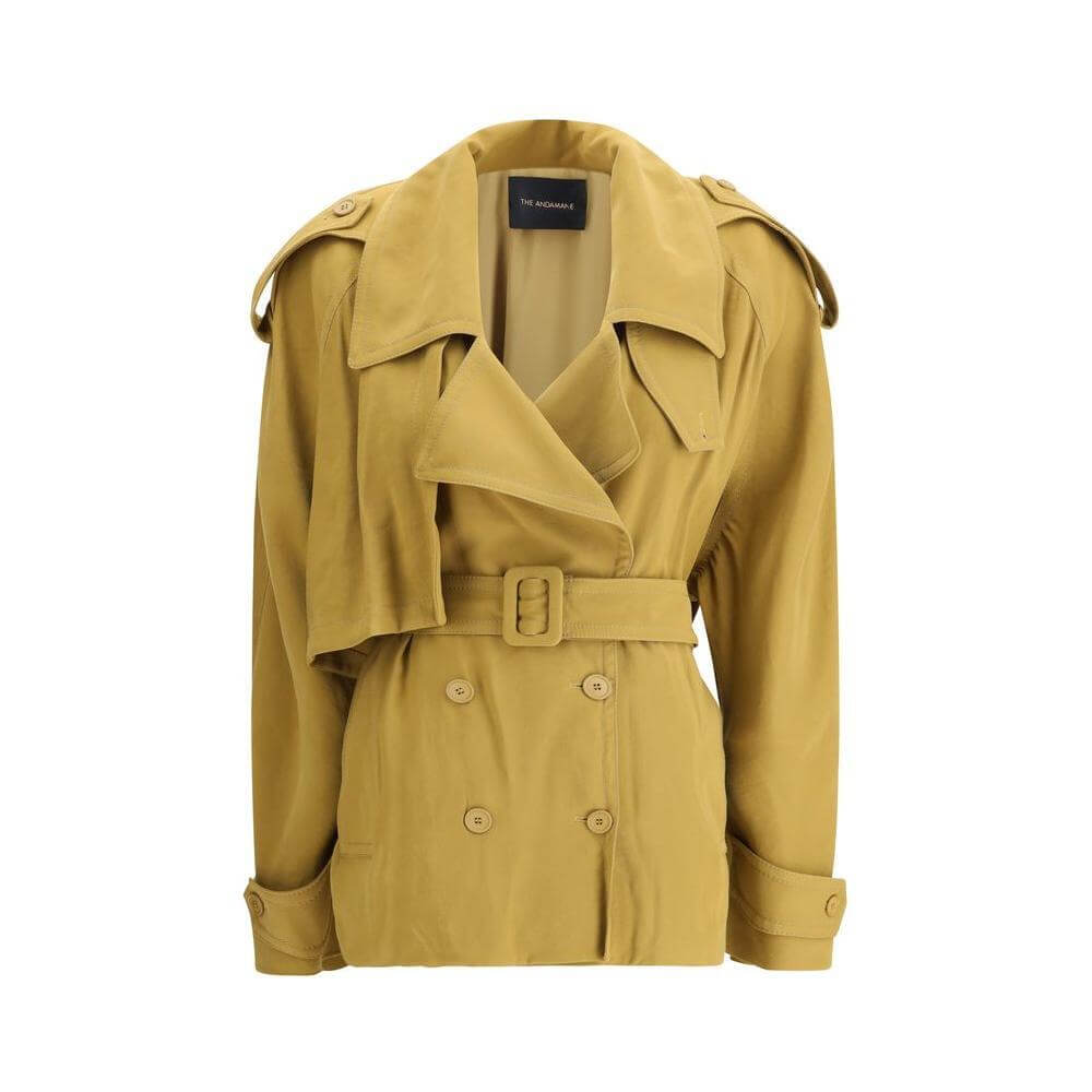 The Andamane Double-breasted Short Trench Coat TH-T172032ATNV121MUSTARD-IT40 | M