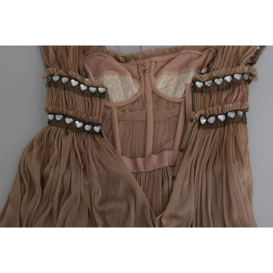 Dolce & Gabbana Brown Silk Sleeveless Shift Maxi Dress DR2589-36